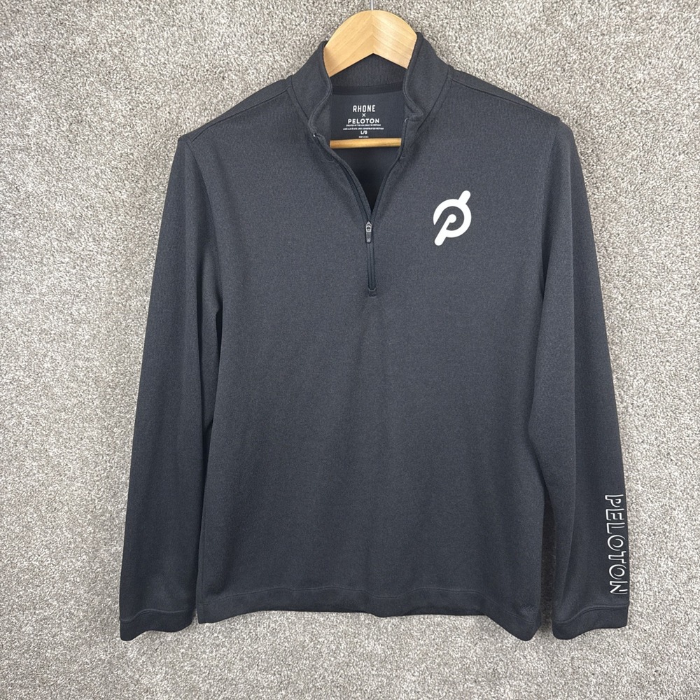 Rhone X Peloton Sweatshirt Men's Large Black‎ 1/4 Pullover Knit Running Casual